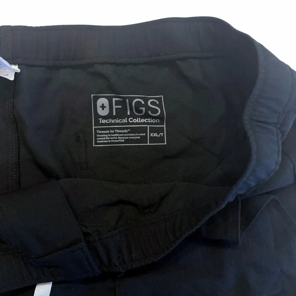 NWOT Figs Men's Cairo Straight-Leg Scrub Pant in Black Size XXL/T